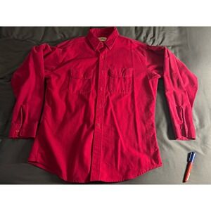 Rugged Wear by bog Mens L Red Cotton Flannel Button-Up Made in USA 3701-RED